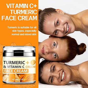 Vitamin C Face Cream-Turmeric Face Cream,Moisturizing, Soothing, Oil Control And Skin Repair,Anti-Aging Facial Cream, Normal, Dry, Oily & Combination Skin,Turmeric Cream with Vitamin C