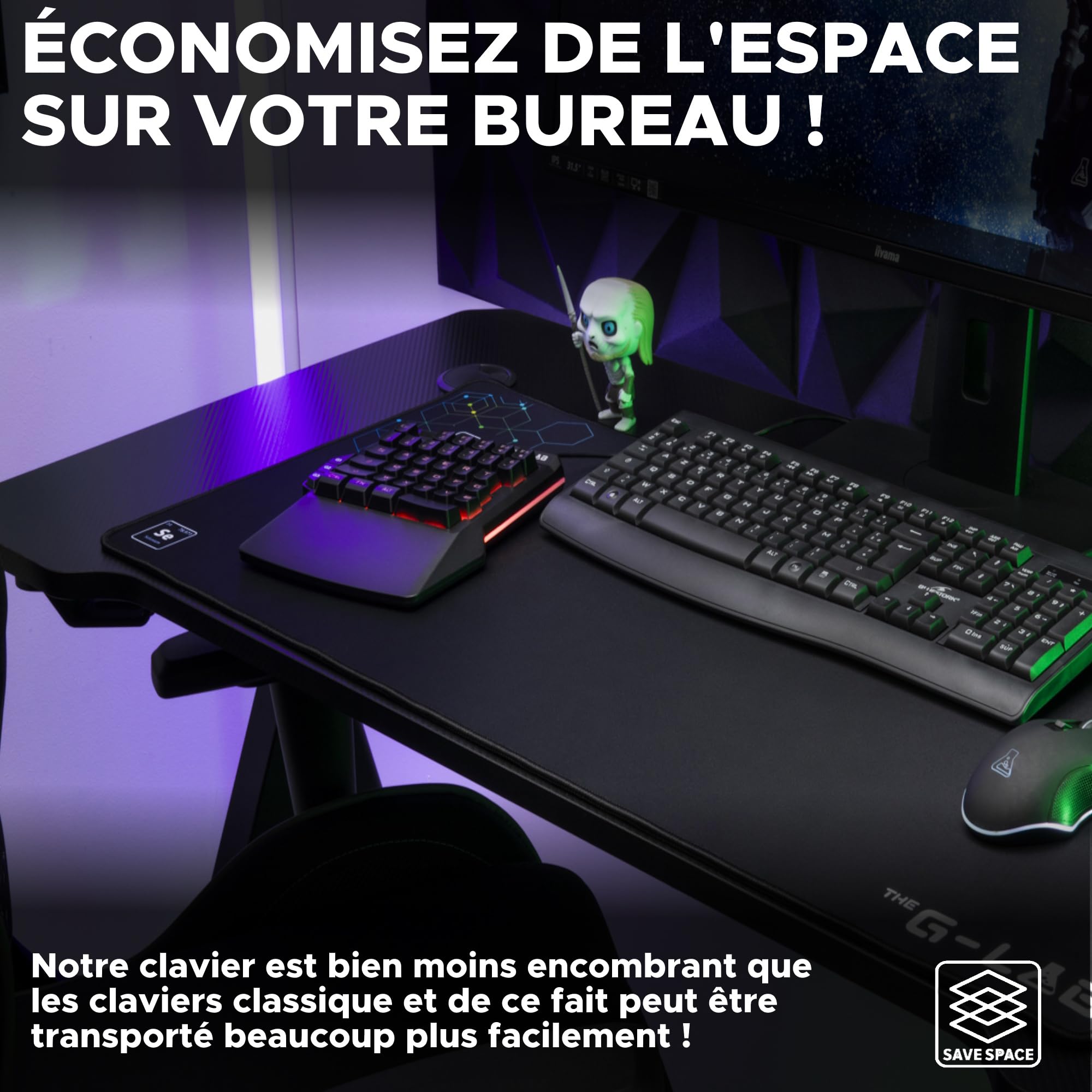 The G-Lab Keyz Thorium klawiatura gamingowa jedną ręką, 38-klawiszowa mini klawiatura gamingowa RGB, 3 konfigurowalne makra, mechaniczna klawiatura sensacyjna do PC, PS5, Xbox- Nowość