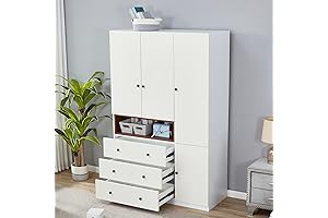 White 3-Door Armoire Closet Cabinet: The Perfect Storage Solution for Your Belongings