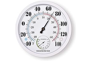 Indoor Outdoor Thermometer Large Waterproof Wall Patio Weather Thermometer No Battery Required Hanging Decor (White)