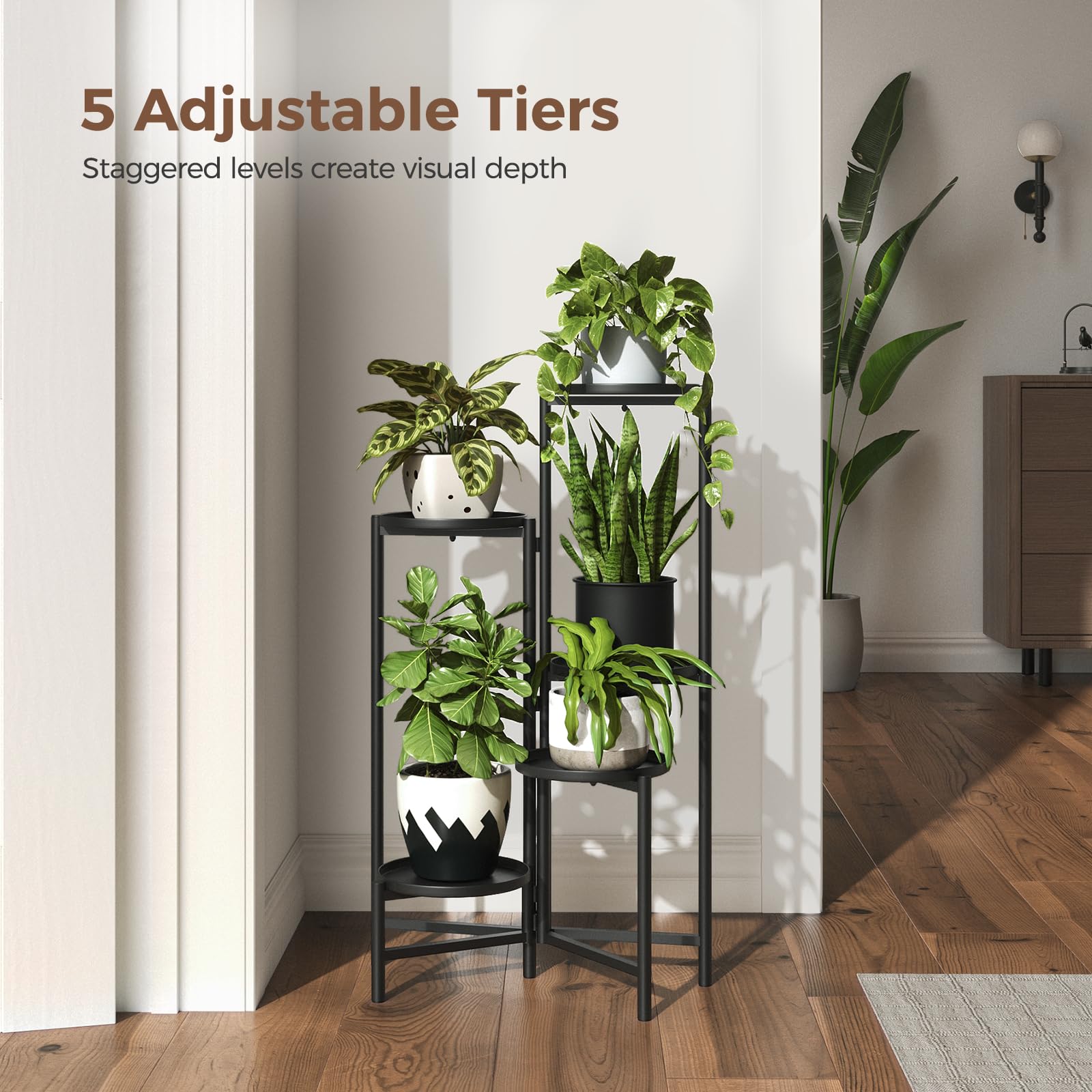 Snapklik.com : Corner Plant Stand Indoor Metal Plant Shelf Outdoor Tall ...