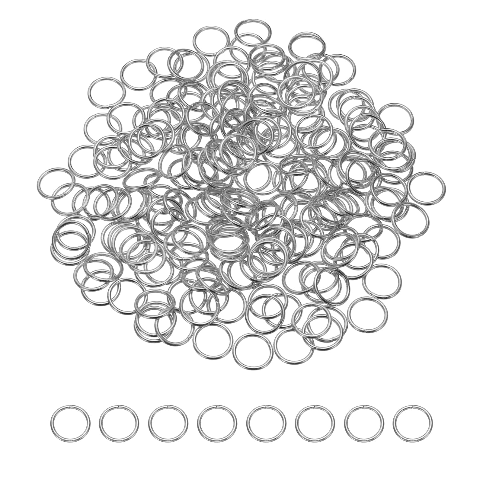 sourcing map 200 Pcs Open Jump Rings, 14mm Split Metal O Ring 1.2mm Thick Loop Connector for Jewelry Making Keychains DIY Necklaces Bracelet Earrings Craft Making, Rhodium โ image 1