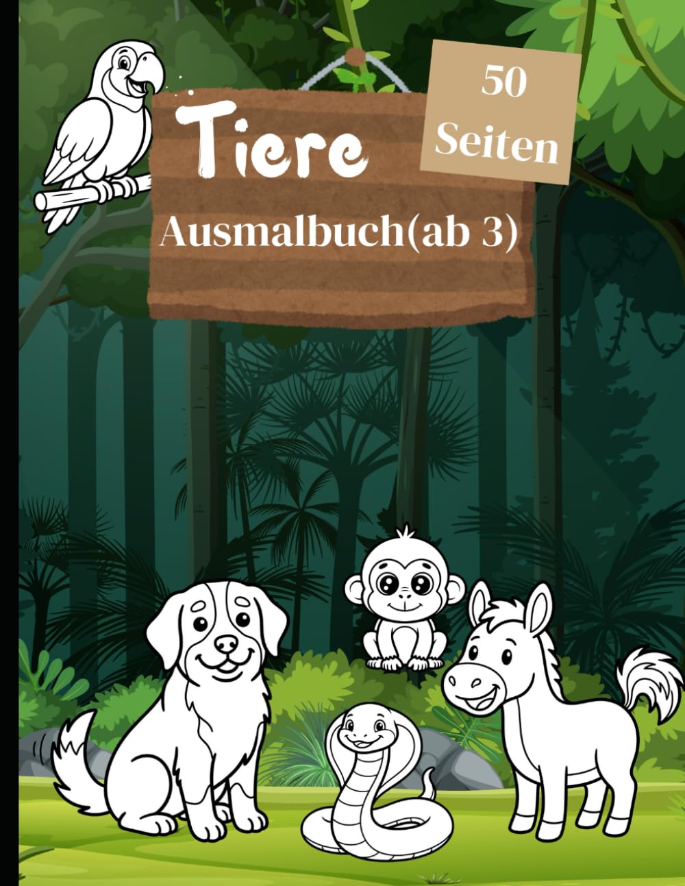 Tiere Ausmalbuch für Kinder ab 3 Jahren: 20 einfache Ausmalbilder mit süßen Tiermotiven für Kindergarten und Vorschule
