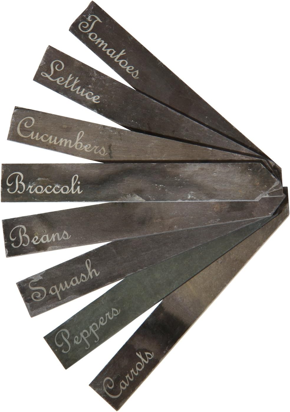 Slate Garden Plant Markers. Set of 8 Etched Garden Labels for The Vegetable or Herb Garden. Made in The USA of Reclaimed New England Roofing Slate.(Vegetables)