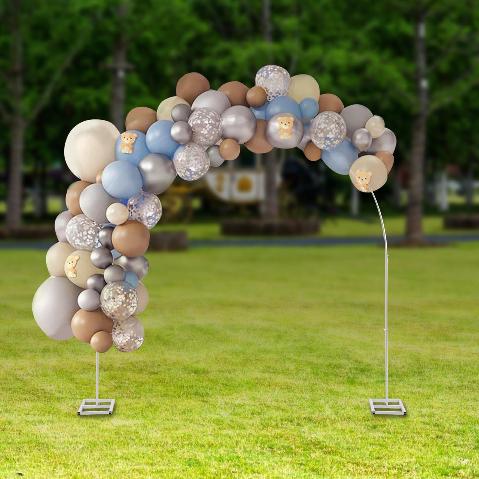 Ballonbogen aus weißem Metall, dekorativer Ständer, 2,3 m, wiederverwendbar | Lackiertes Eisen, 0,7 mm, 2,3 x 2,3 m, stabile Basis 25 x 50 cm, einfache Montage, zerlegbar, wiederverwendbar, Hochzeit