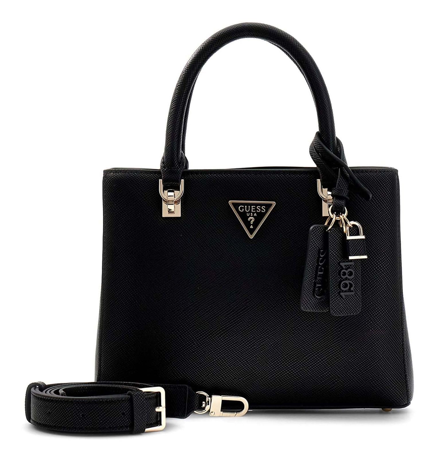 GUESS borsetta borsa a tracolla Noelle II Multi Compartment Satchel Black nero