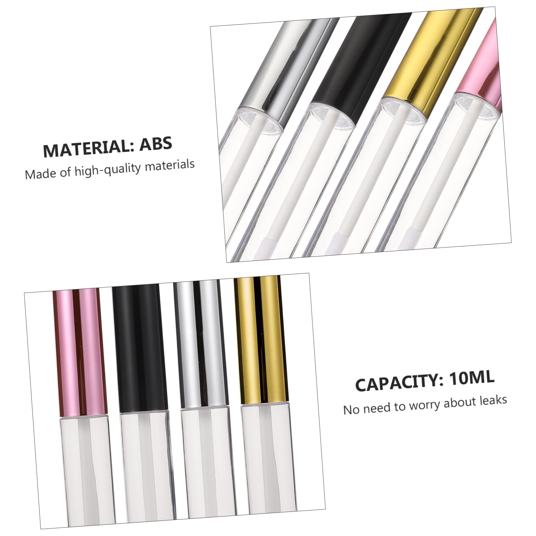 Tubo per Lucidalabbra 10ml in Abs, Set da 40 Pezzi | Testina a Pennello, Ricaricabile e Anti-perdita, per Lip Balm e Cosmetici Fai da Te