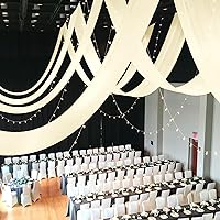 Vista 42 de 6 paneles de cortinas blancas para boda, cortinas de gasa transparente de 5 x 30 pies para arco, fiesta, ceremonia y decoración de escenario