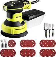 Lixadeira Roto Profissional 350W Orbital Elétrica Lixamento 220V com Coletor de Pó Removível 3 escovas Velocidade Variável 125mm para Lixamento em Madeira e Metal