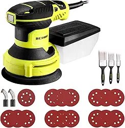 Lixadeira Roto Profissional 350W Orbital Elétrica Lixamento 220V com Coletor de Pó Removível 3 escovas Velocidade Variável 125mm para Lixamento em Madeira e Metal