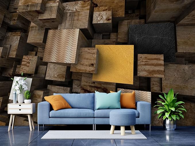 999STORE Designer Beautiful 3D Wooden Blocks Wallpapers for Drawing