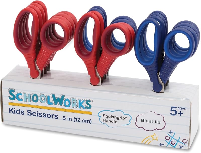 5" Blunt-Tip Scissors for Kids Ages 4-7, Red & Blue, 12-Pack