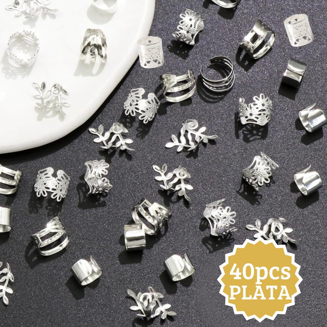 Pack of 80 Hair Accessories, 40 Silver and 40 Gold, Hair Accessories Braided, Dreadlocks, Long Hair and Hairstyles - Image 3