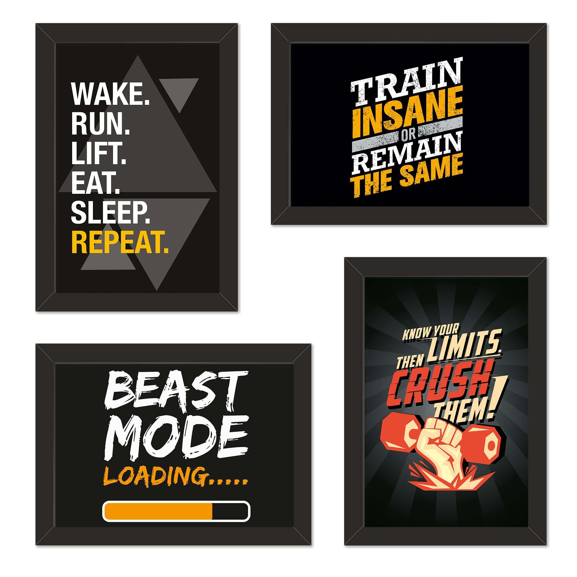 PAPER PLANE DESIGN Framed Poster For Gym Positive Quotes Inspiration, Motivation Set of 4 (Positive -B)