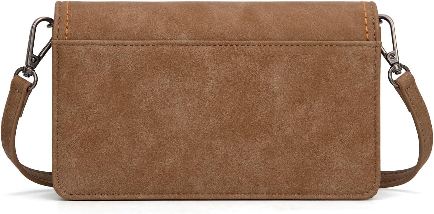 Wrangler Small Crossbody Bag for Women, RFID Blocking Wallet Purse with Adjustable Strap, Multi-Compartment Shoulder Handbag