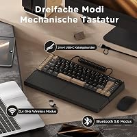 RK ROYAL KLUDGE S70 Wireless Mechanikus Gamer Billentyűzet Split Ergonomikus QWERTZ RGB 3