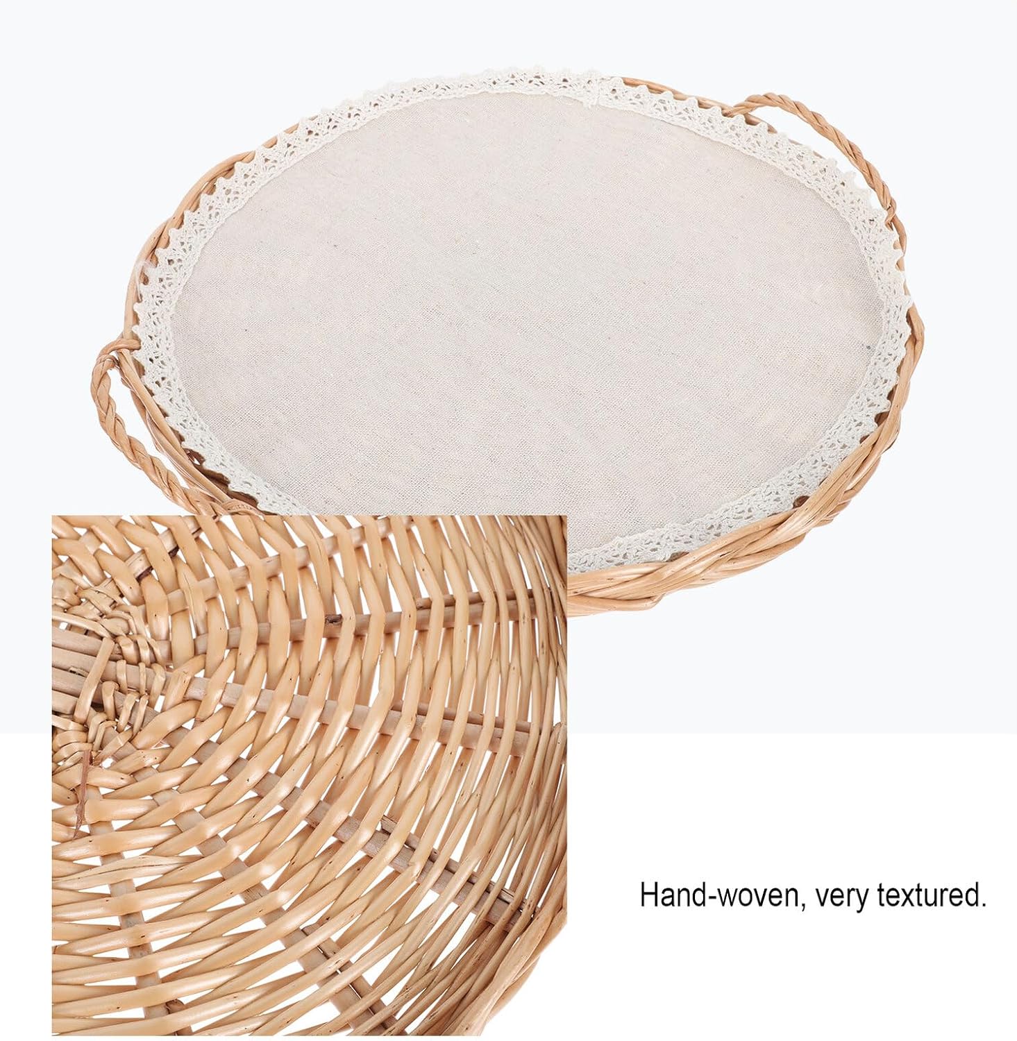 Natural Wicker Bread Basket Small Kitchen Storage Container Handwoven round Food Storage Basket for Bread and Snacks Serving