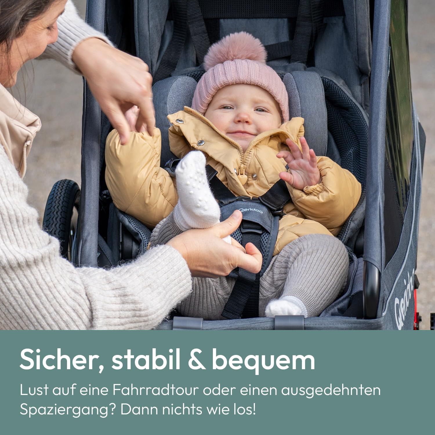 Hamacs de la Marque QERIDOO - Modèle Hängematte Plus avec Cadre de sécurité pour Babytransport - Grau