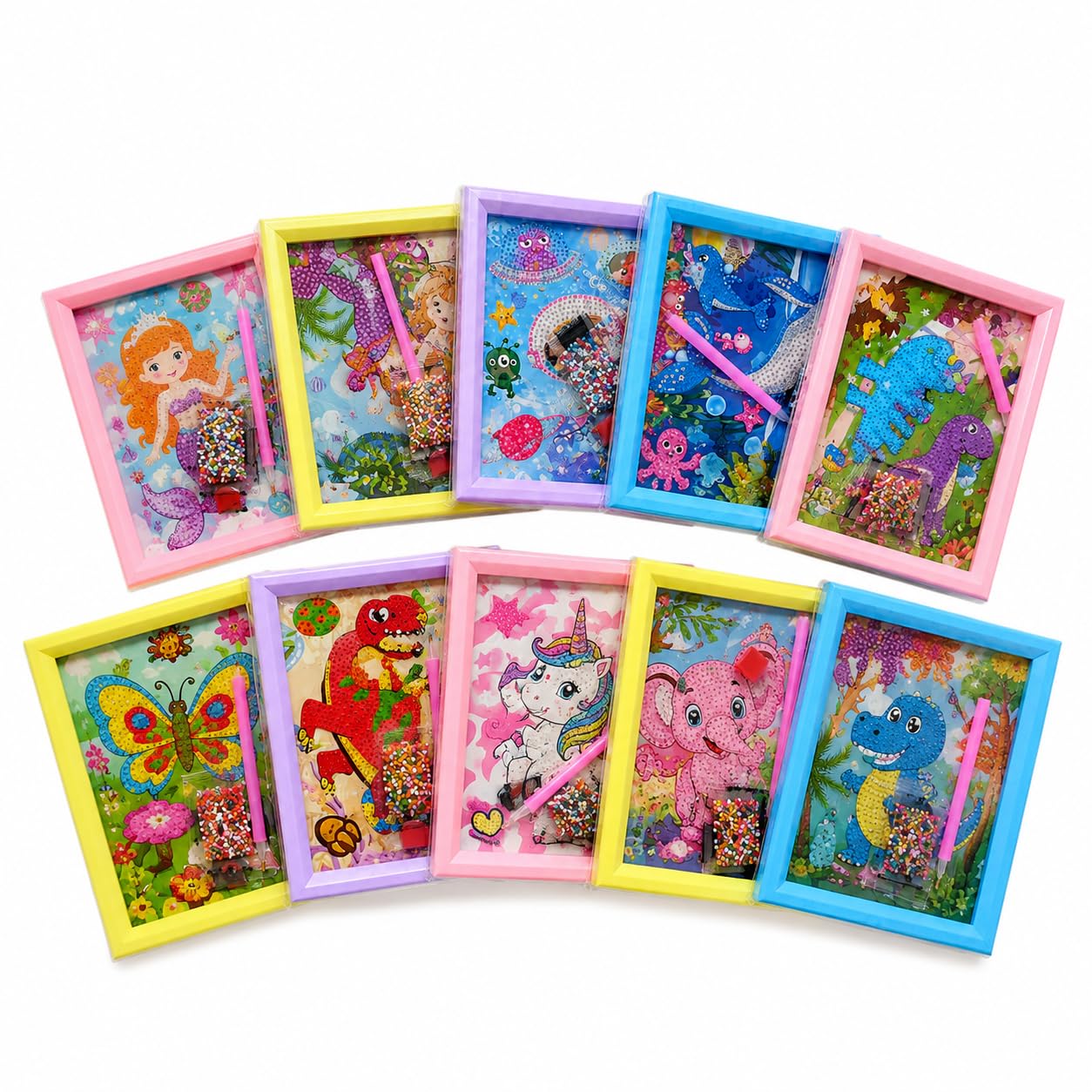FLERCISA 12pcs Diamond Painting Kits for Kids Arts and Crafts DIY Craft Art Kit Girls Gift Kit Arts and Craft Kit for Kids Educational Toy & Learning Toy for Toddlers-Multi Design &color RANDOM DESING-image-23