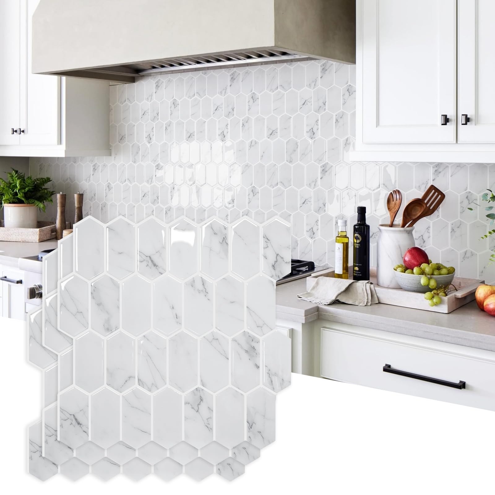 MOFIT Hexagon Peel And Stick Backsplash Tiles Kitchen,Self-Adhesive ...