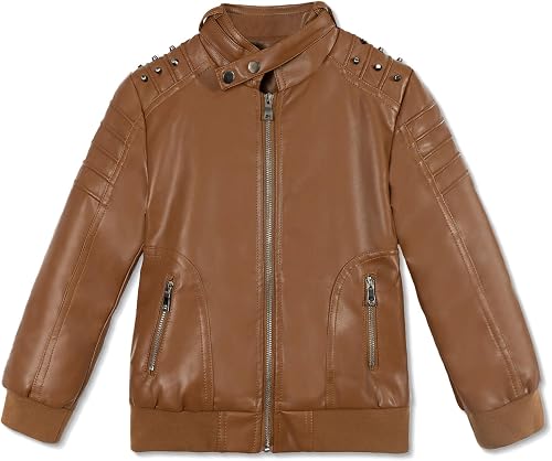 Volunboy Boys Leather Jackets Kids Fall Bomber Pu Coats Spring Motorcycle Outerw