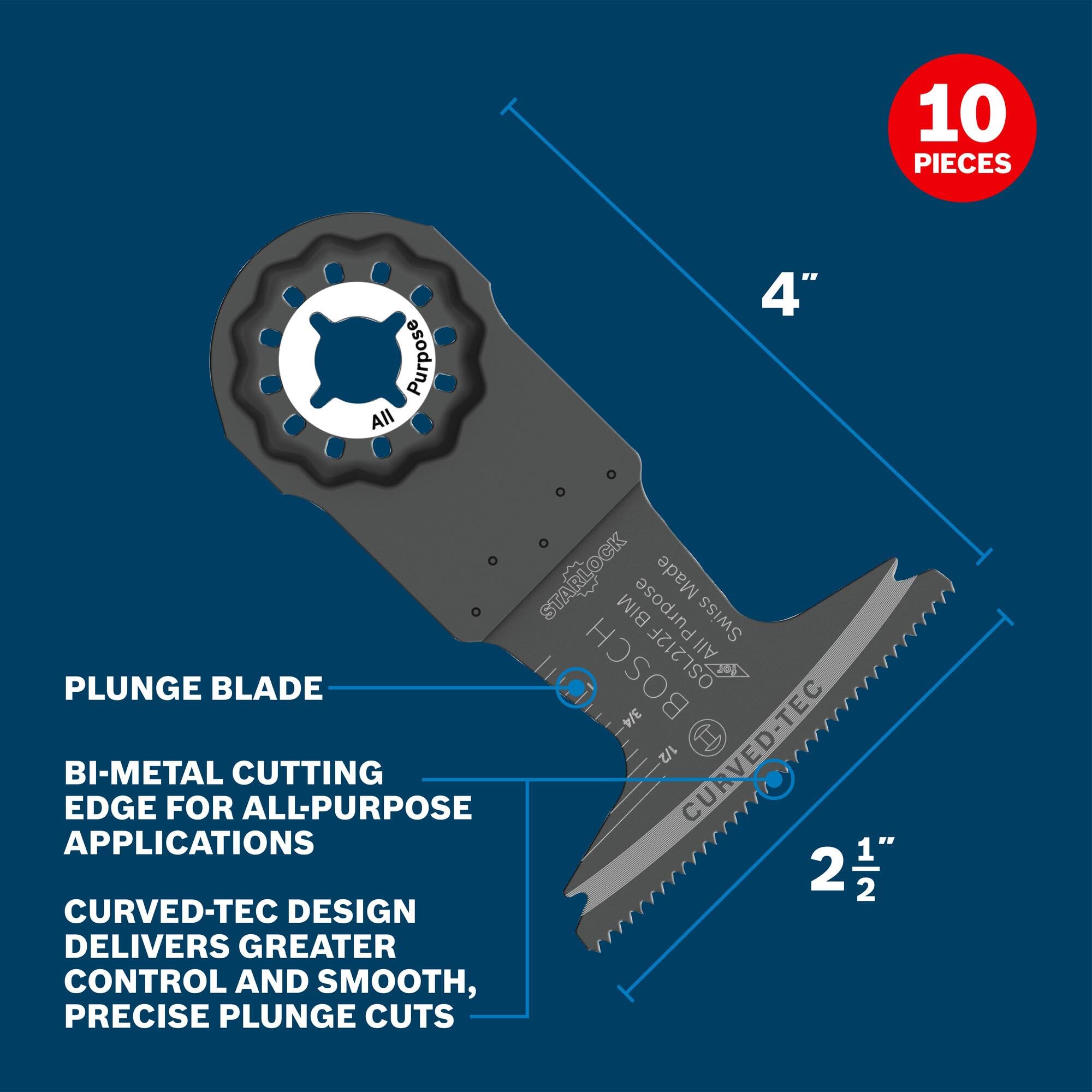 Bosch OSL212F-10 - Cuchilla oscilante multiherramienta de 2,5 pulgadas