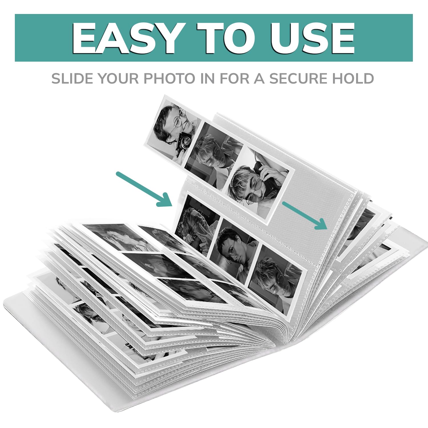 Album photo blanc pour photos de 5 x 15 cm, album de mariage 2 x 15 cm, support de marque-pages 100 pages 200 photos