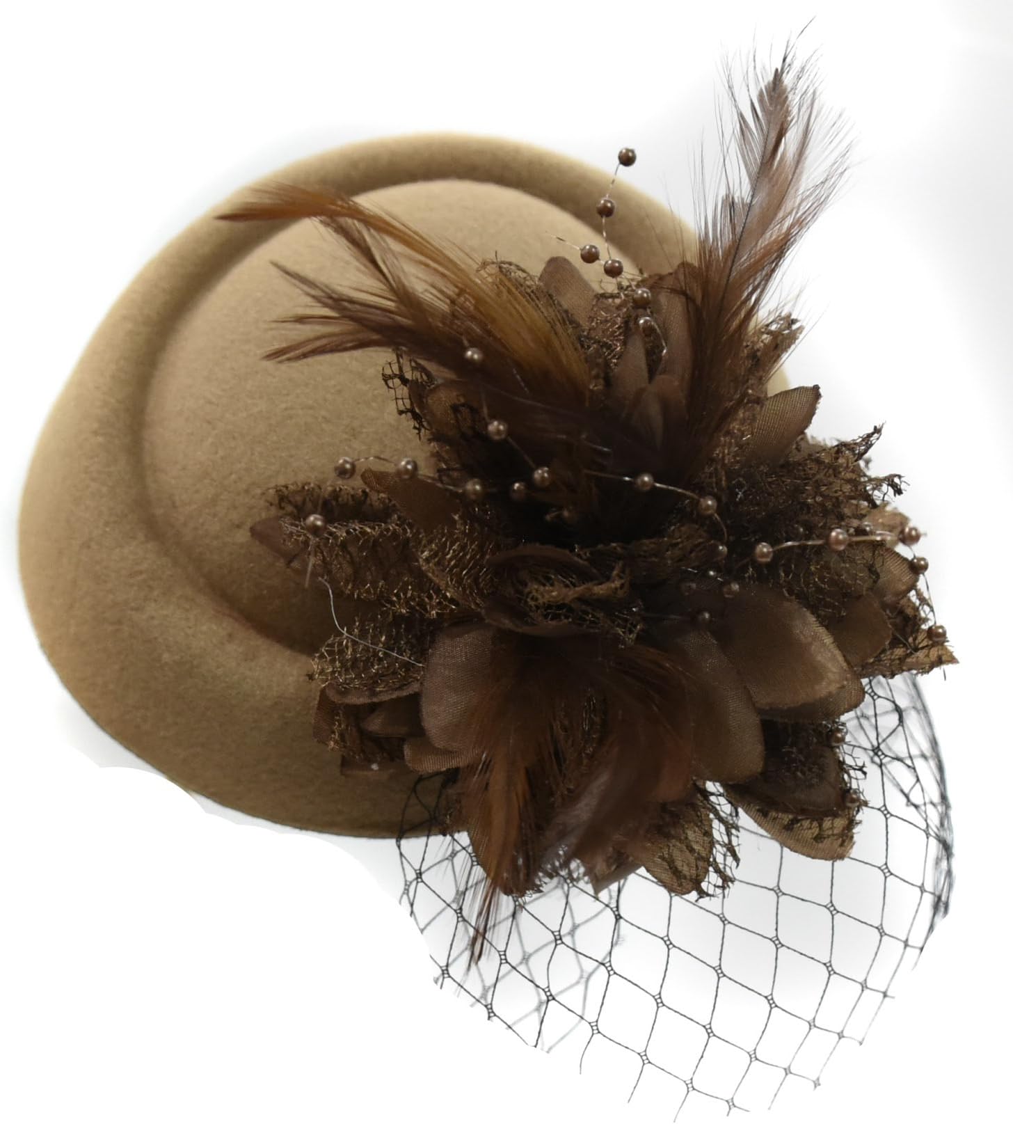 Pillbox Fascinator Hat for Women Weddings Bird Cage Veil Clip