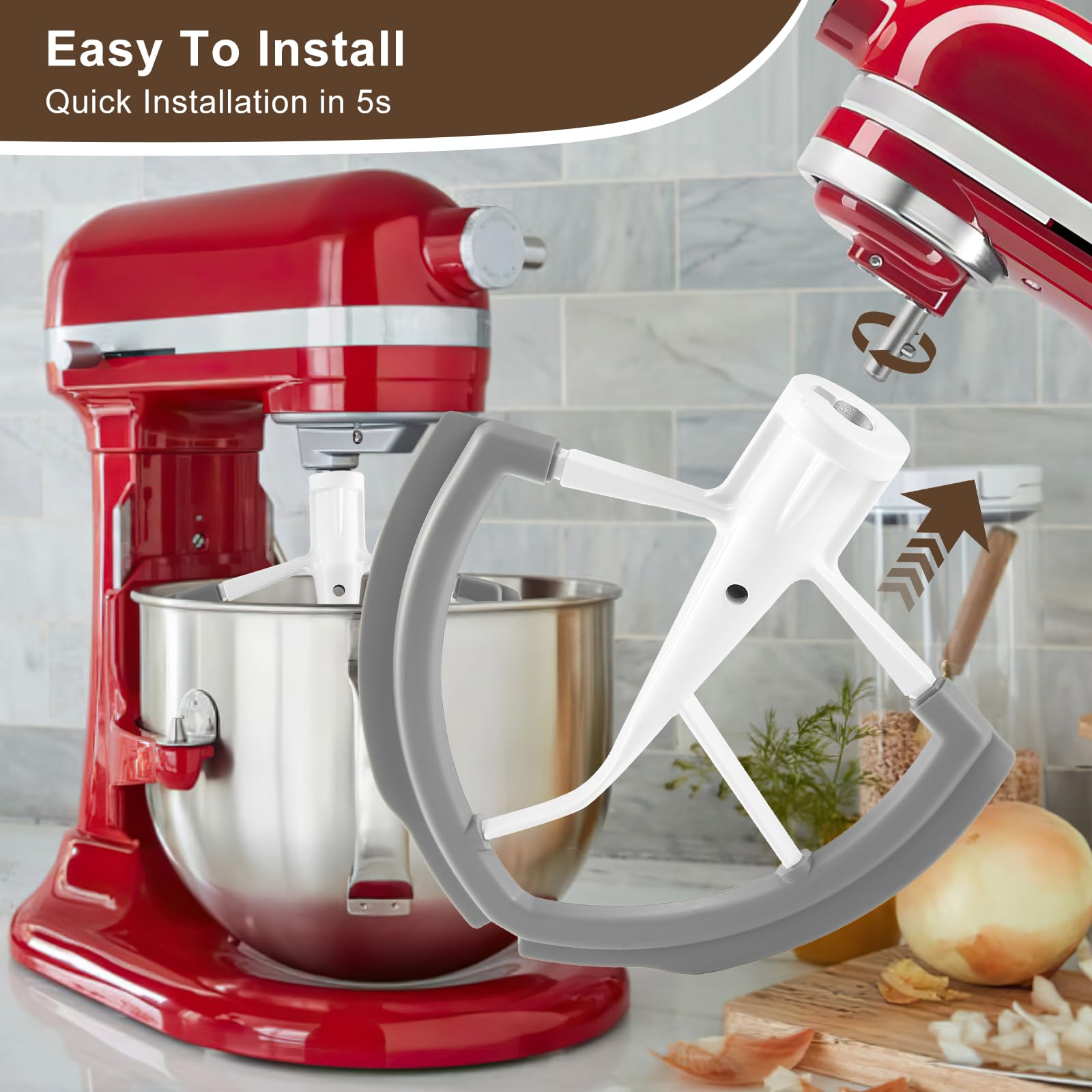 Flex Edge Schlägel für KitchenAid 6 QT Bowl-Lift Standmixer Küchenzubehör und Aufsätze Paddel mit Schaber für Küchenhelfer Mixer Zubehör Schlägelklinge 6 Quart