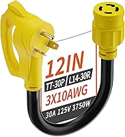Vista 8 de Cable adaptador de generador RV de 4 clavijas de 30 amperios a 50 amperios, NEMA L14-30 Twist Lock macho a enchufe hembra NEMA 14-50, cable