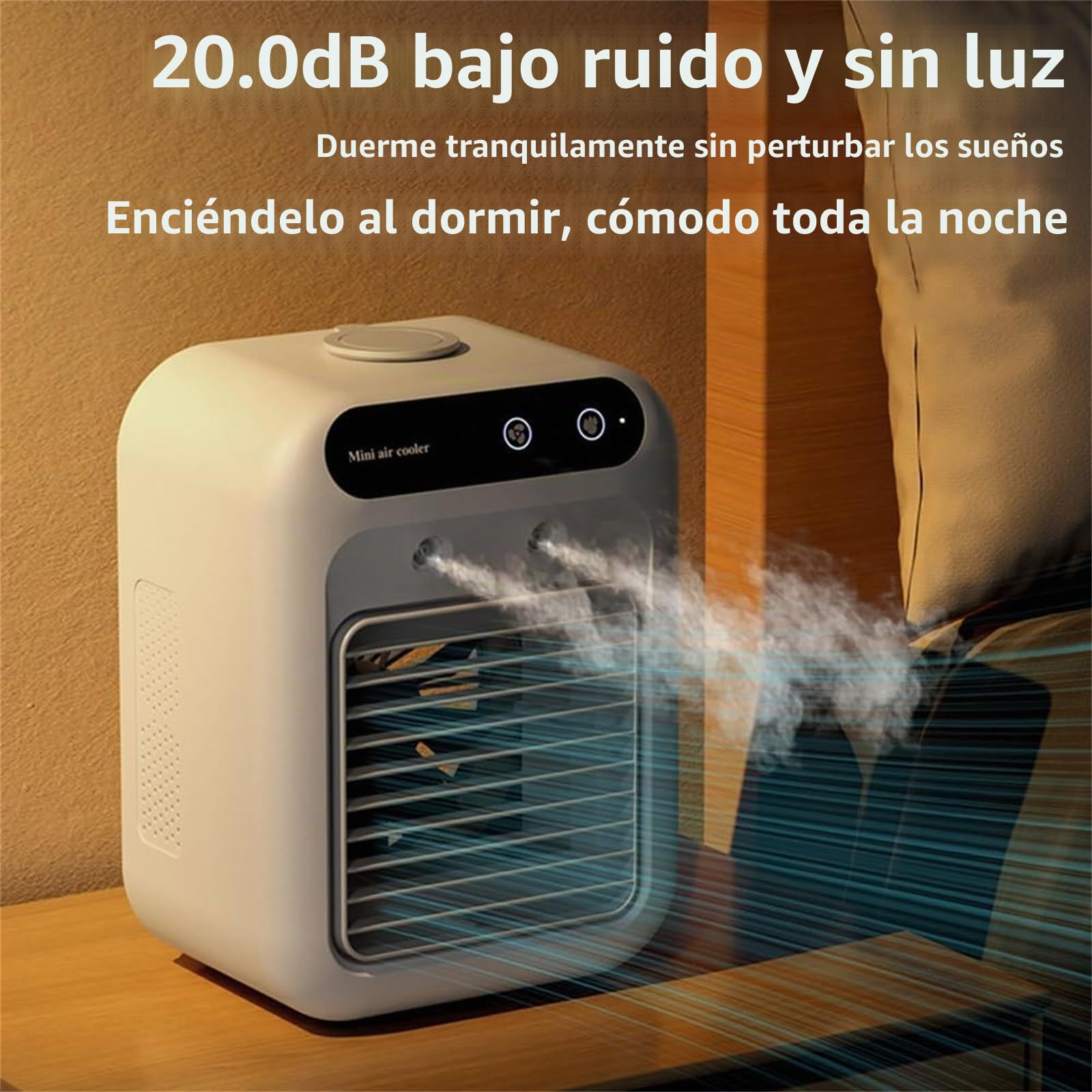 Glacier Breeze - Aire acondicionado portátil AC, enfriador evaporativo ultrasilencioso de 2 velocidades, alimentado por USB, tanque de hielo de 500 ml, mini unidad de CA silenciosa de 20 dB para