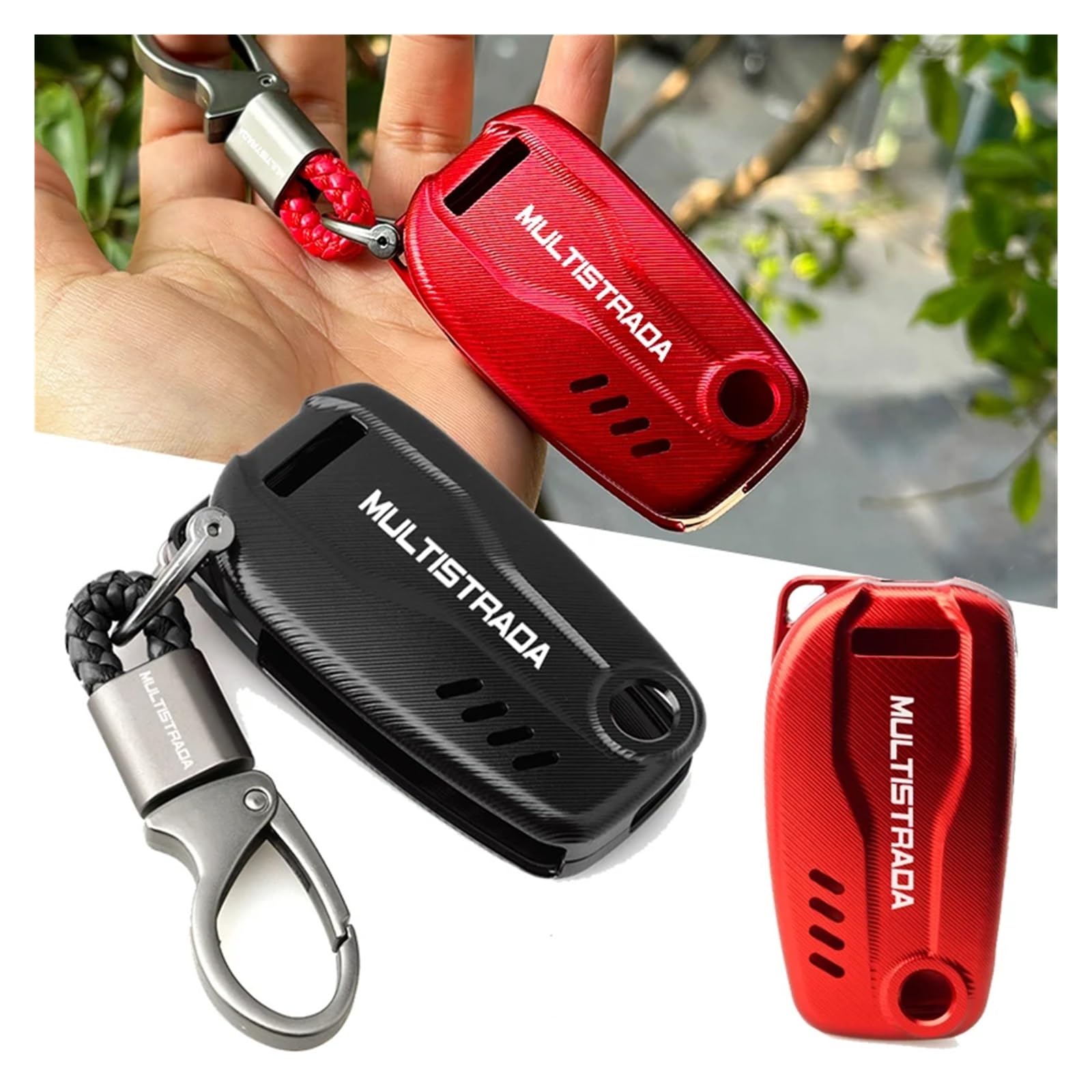 Etui ochronne na kluczyk motocyklowy do Multistrada 950 1260 S 2017+ akcesoria motocykl klucz zdalna osłona CNC łańcuszek i brelok do kluczy (B tytan)