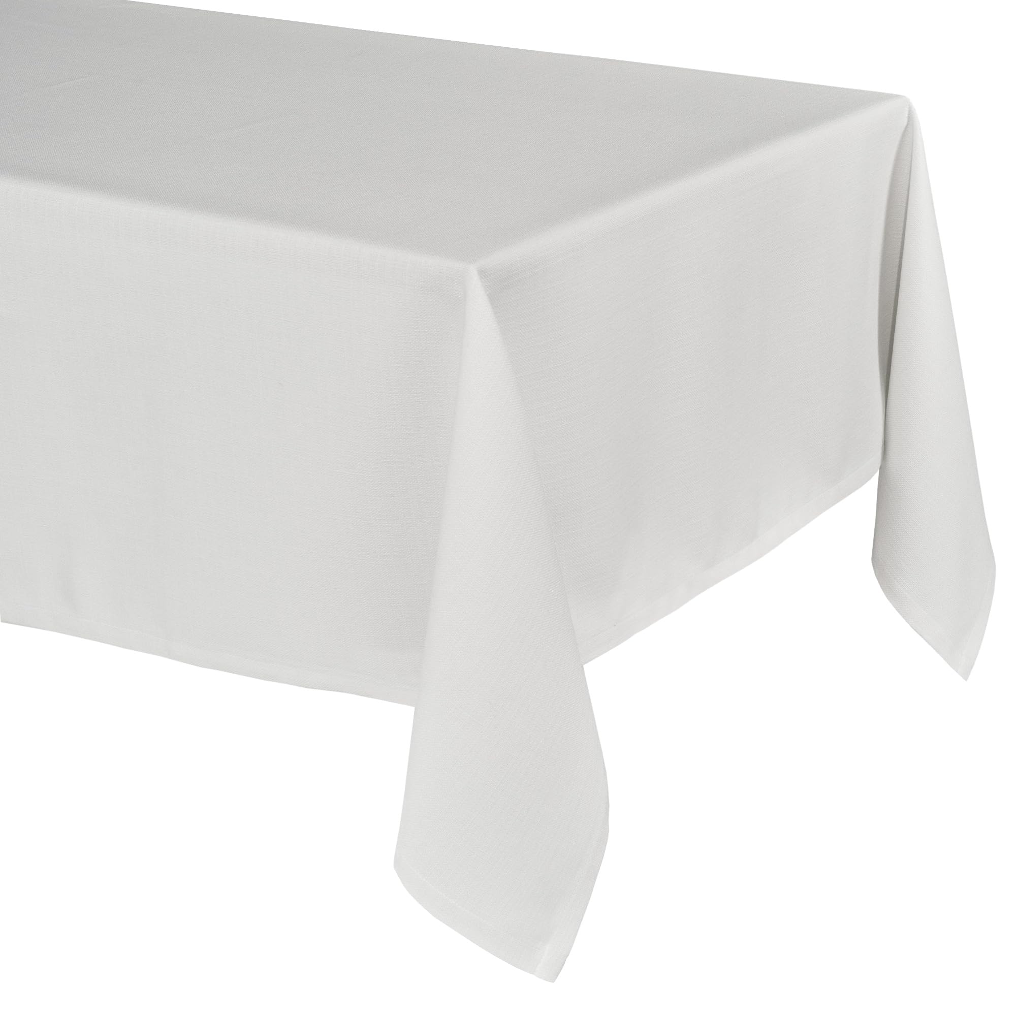 Elegante tovaglia effetto lino naturale, tovaglia Lina e runner da tavolo, dimensioni e colore a scelta (260 x 130 cm, rettangolare, bianco)