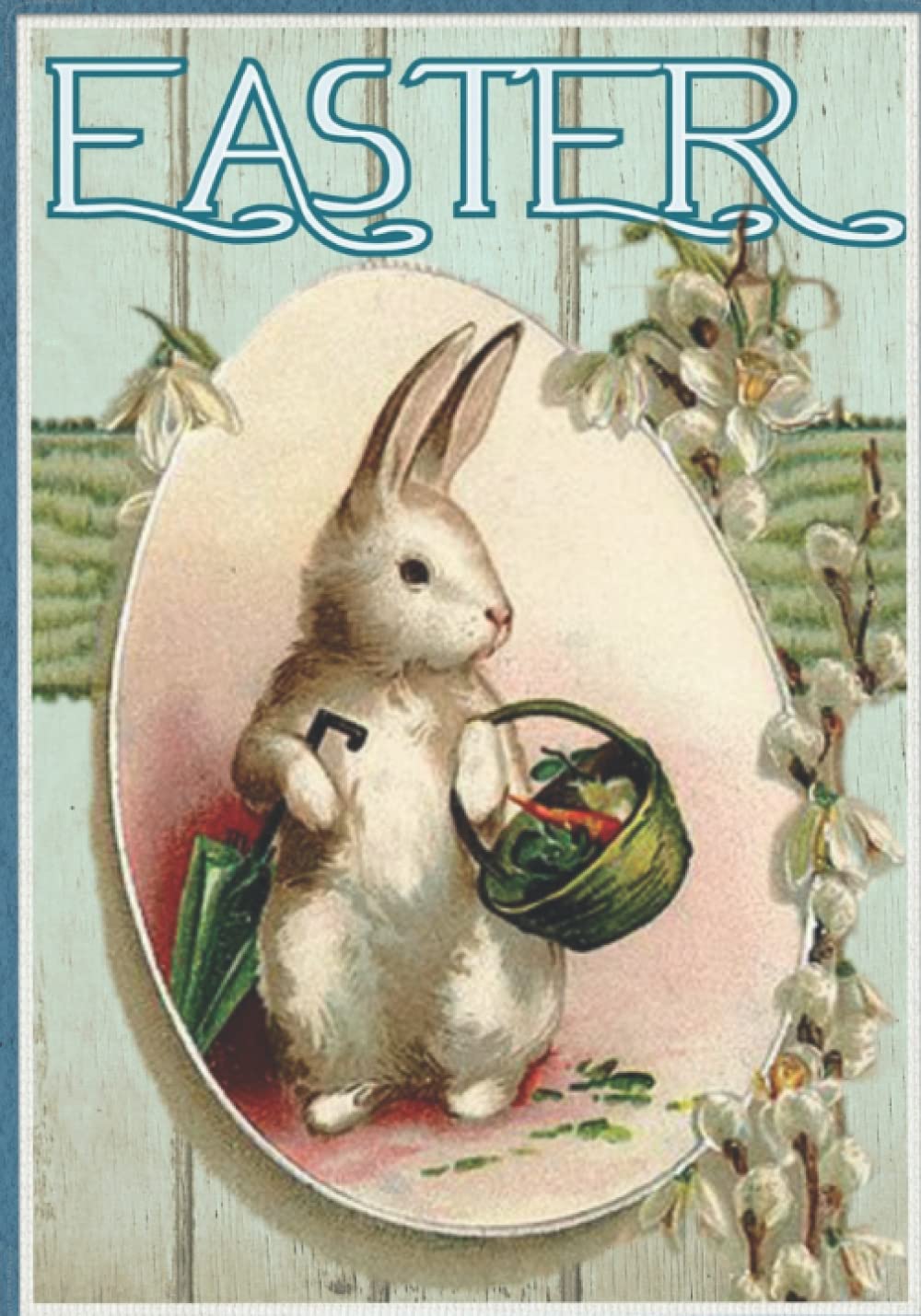 Vintage Notebook Journal Easter Victorian Bunny Rabbit Illustration (Wide Lines): Cute Decorative Ephemera Paper Design for Adults Women Kids Girls Craft Projects