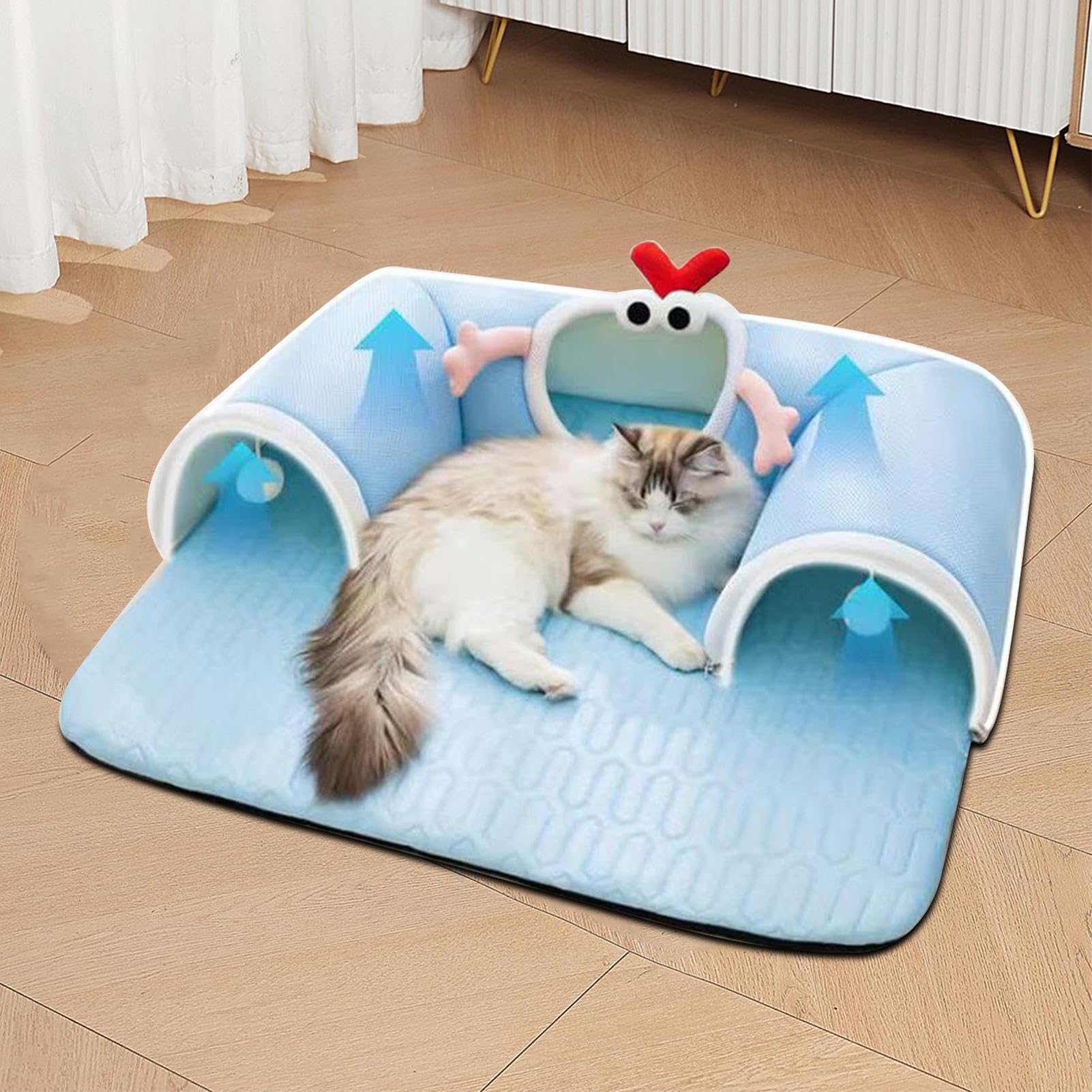Tunnel de jeu pour chats | Matelas lit pour chats avec tunnel intégré, respirant jouet interactif pour chatons, chiots, ennui, sommeil, enrichissement intérieur hiver été
