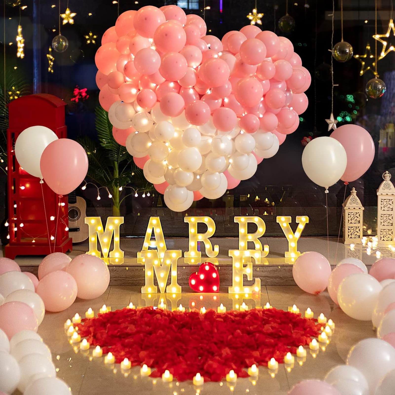 7-Teiliges Led-leuchtbuchstaben-Set Marry Me – Romantische Heiratsantrags- Und Jubiläumsfeier-Dekoration – Große Leuchtbuchstaben for Heiratsanträge(120cm)