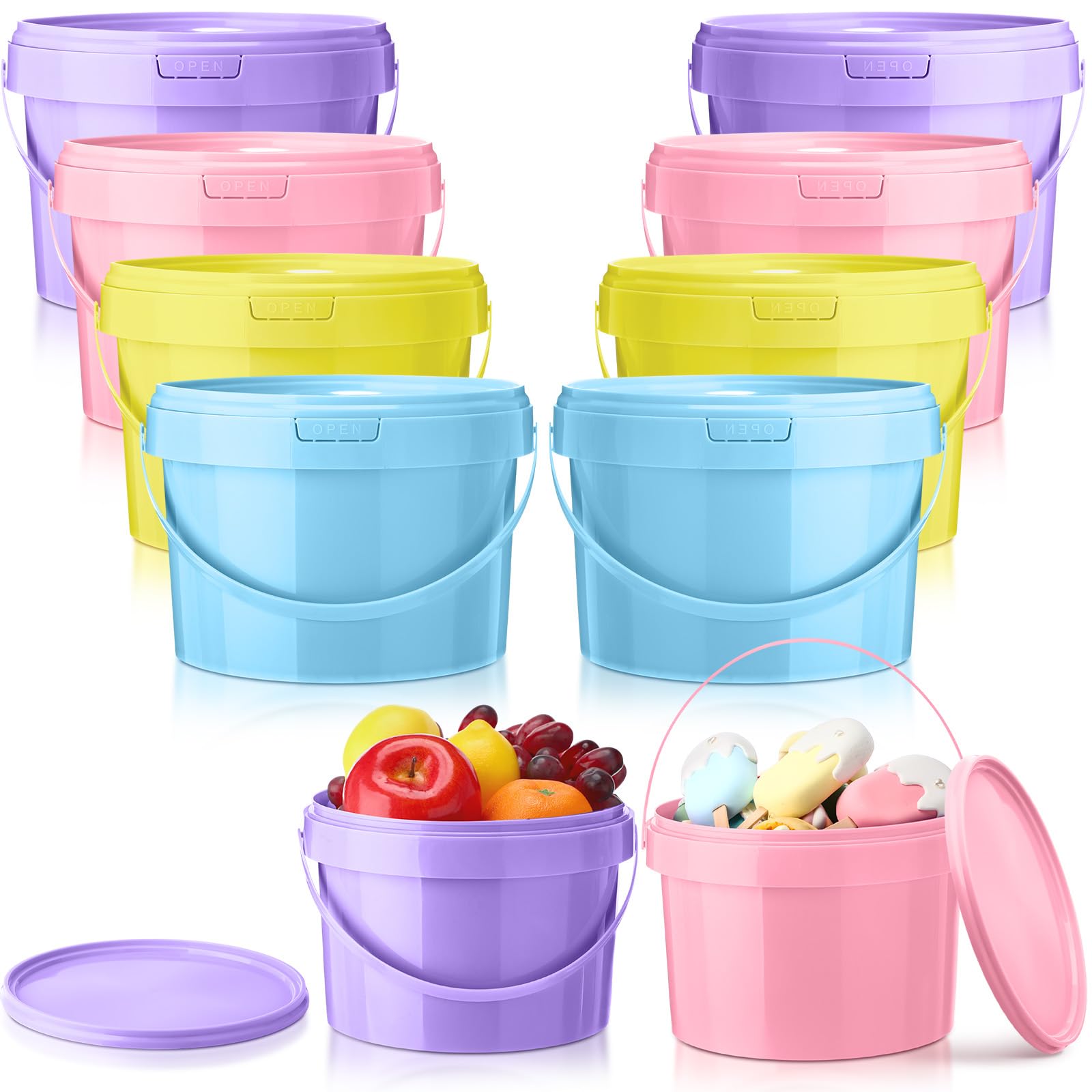 Blushtier 8 Pack 1 Gallon Plastic Buckets in assorted colors