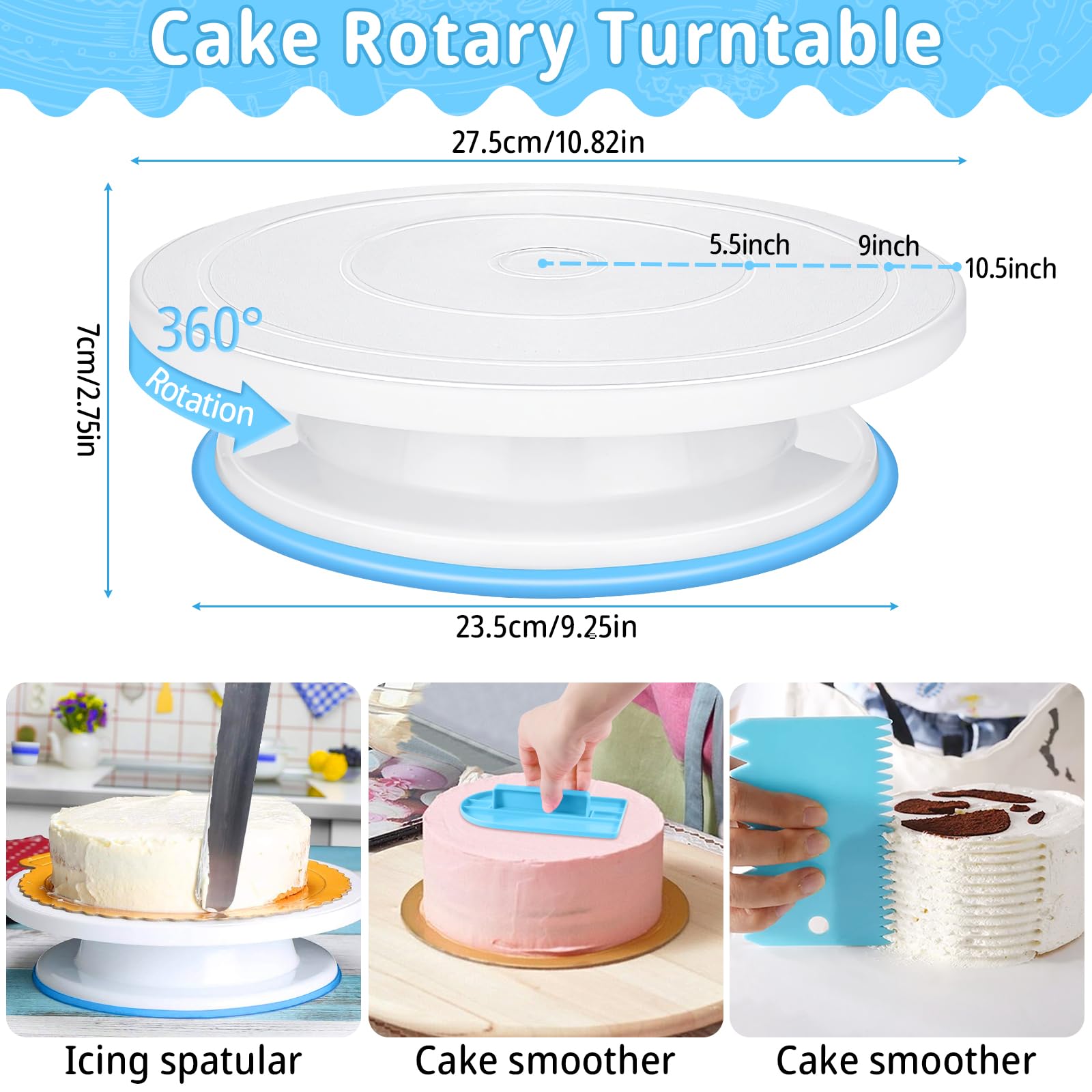 ROELLY Kit Pasticceria Professionale da 322 Pezzi, Utensili da Forno Piatto Girevole per Torte, Set Pasticceria, con Vari Stili di Beccucci sac a Poche, Impara a Cuocere e Preparare Torte