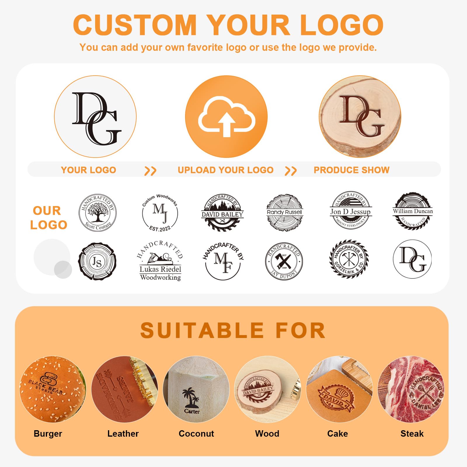 Duckbe Custom Electric Branding Iron for Wood, Durable Wood Burning Logo Stamp for Leather Meat - Wood Branding Iron Personalized Letter Metal Stamp Wedding Stamps, Craft Lover Gift, Wood Burning Tool