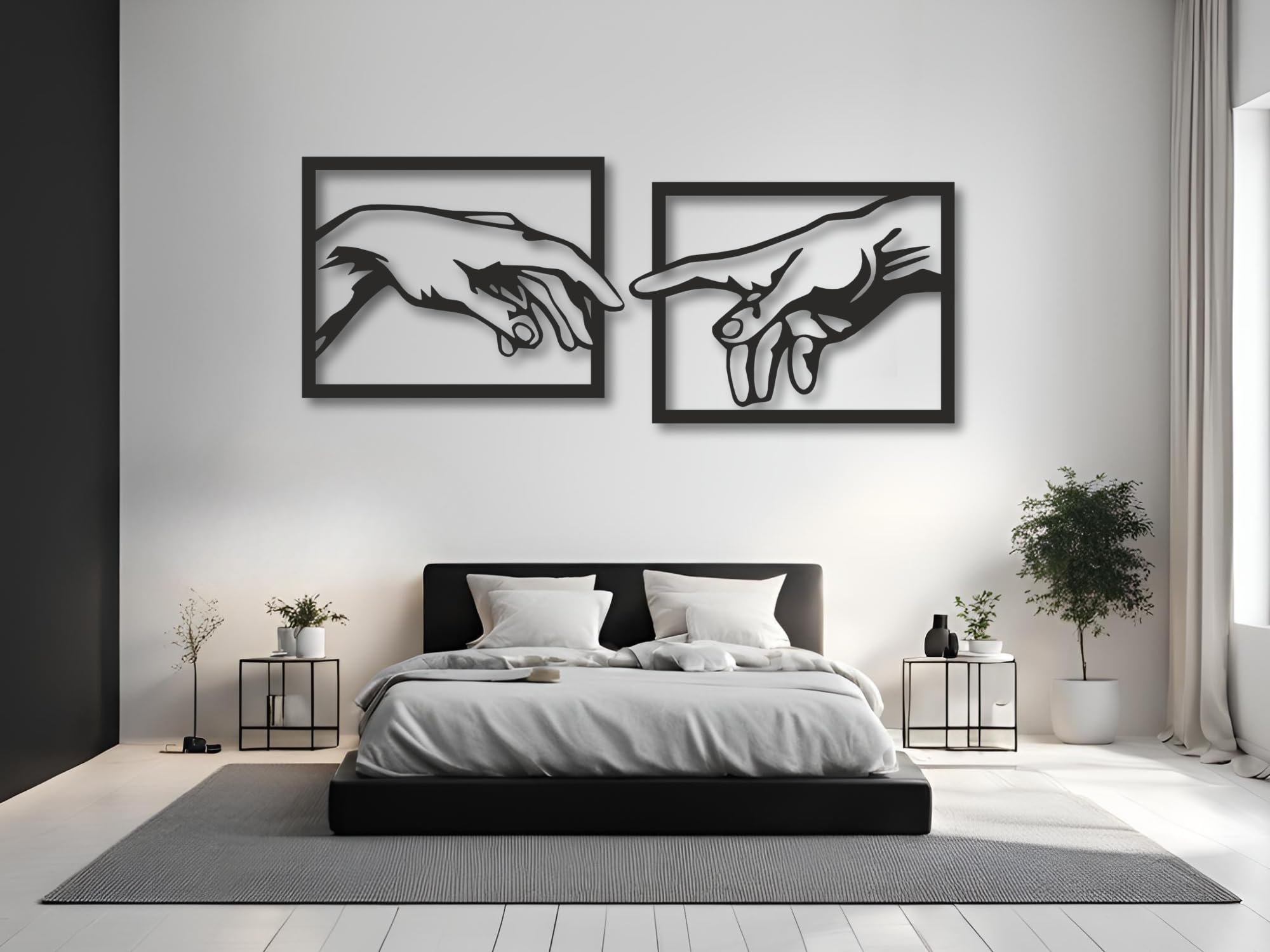 VAILLA Mano a mano di Michelangelo La creazione di Adams Decorazione da parete, murale in legno, decorazione da parete 3D, decorazione minimalistica, immagini per camera da letto (Michelangelo)