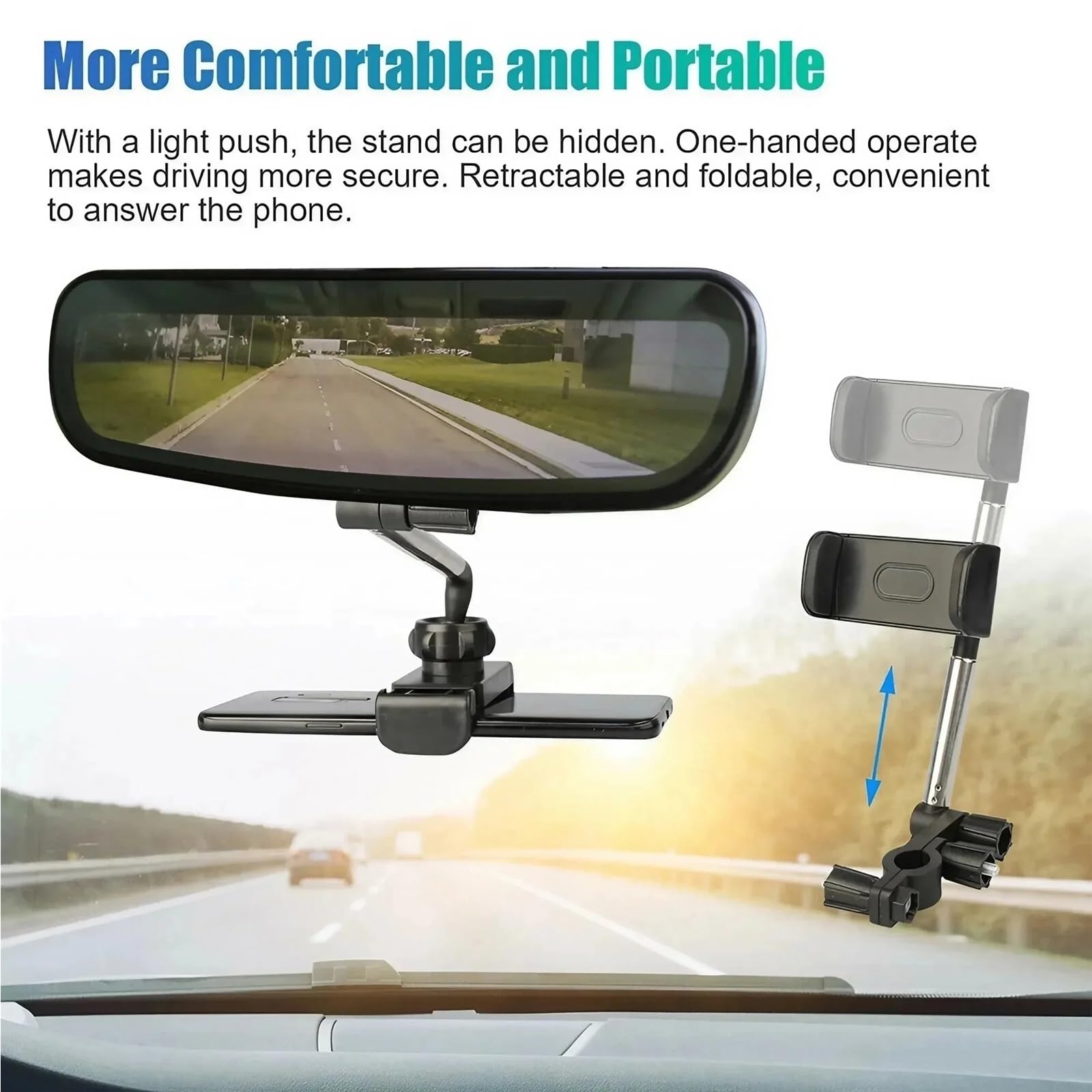 Soporte Movil Coche Supporto universale per specchietto retrovisore auto a 360°, supporto regolabile per smartphone e navigazione GPS Accesorios Coche(White)