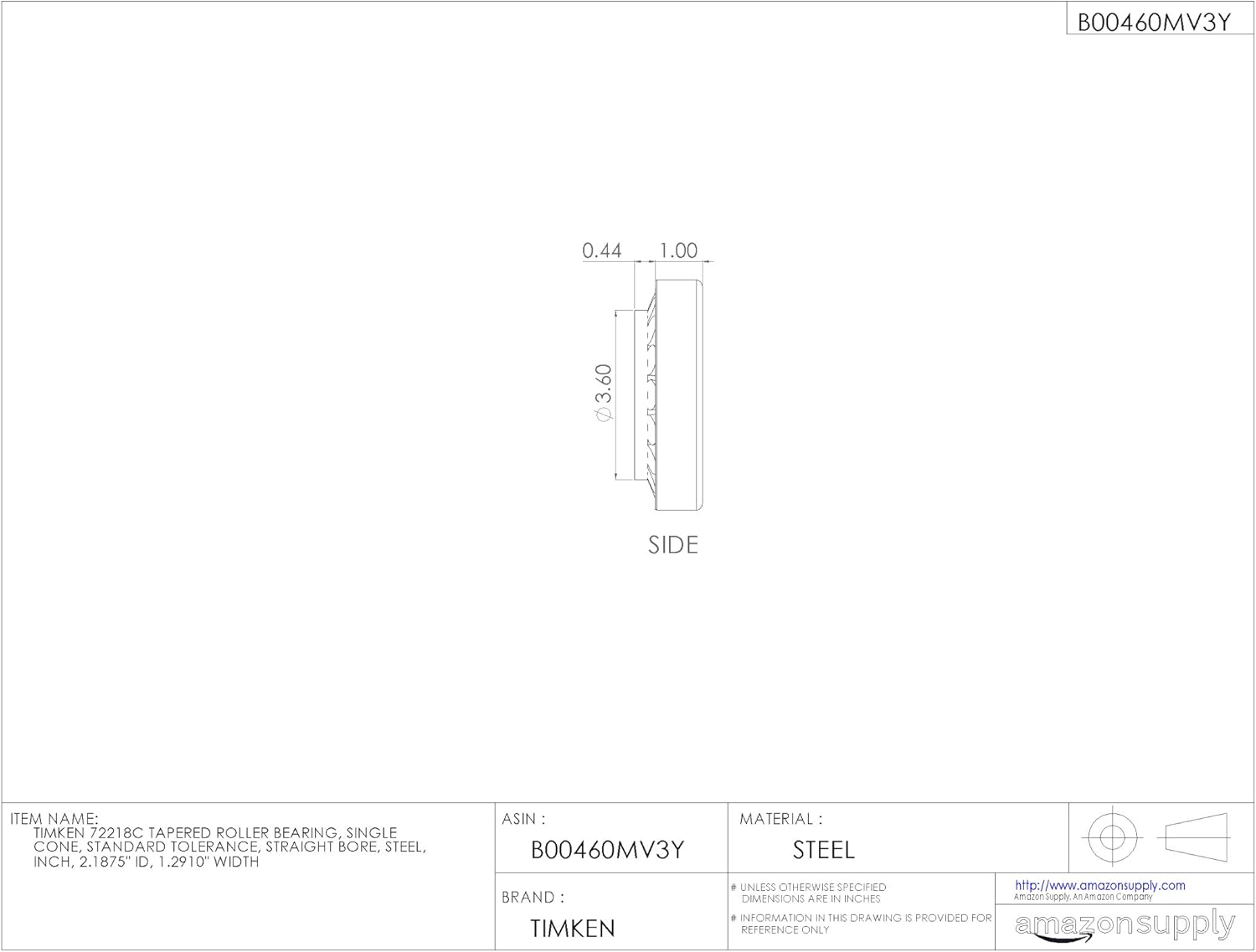 Timken Tapered Roller Bearing Cone - 72218C