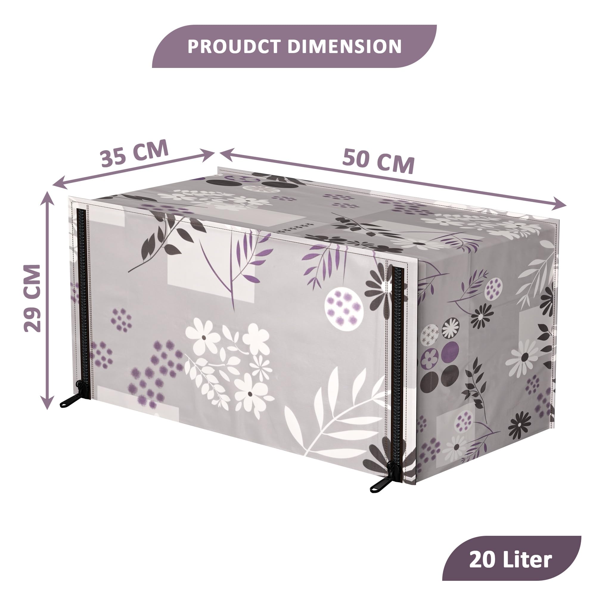 Kuber Industries 20L PVC Dustproof & Spill Resistant Microwave Cover with Ventillation Mesh | Durable Convection & Oven OTG Covers/Accessories for Home Decor | Floral-Grey — Amazon image 3