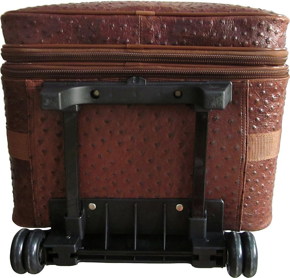 Amerileather Brown Ostrich Print Leather 26" Expandable Suitcase with Wheels (#89-6)