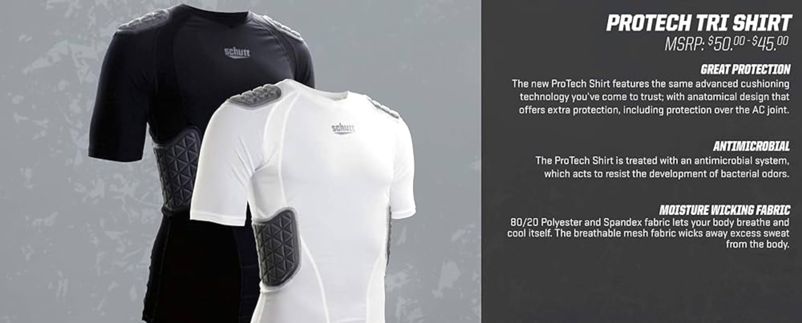 Schutt ProTech Varsity All-in-One Football Padded Compression Shirt with Integrated Pads (US, Alpha, Small, Regular, Regular, Black)