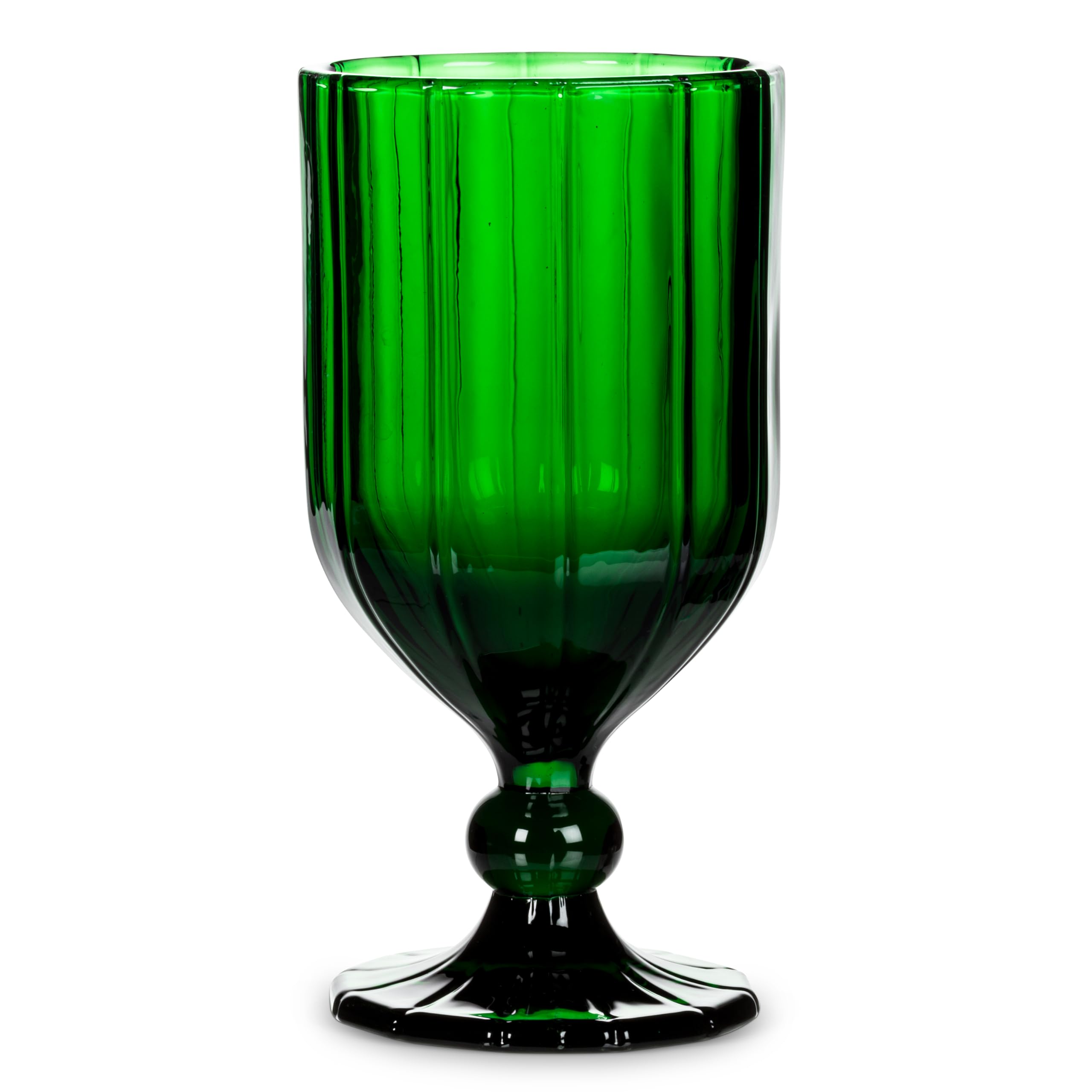 Green Wine Goblet - Elegant Panel Glass -1 Green Wine Goblet - Elegant Panel Glass -1