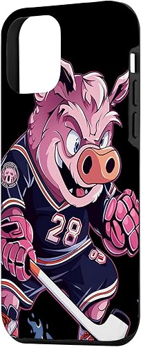 Miniatura 2 de iPhone 12 mini Pig Ice Hockey Player Hockey Stick Goalkeeper Case