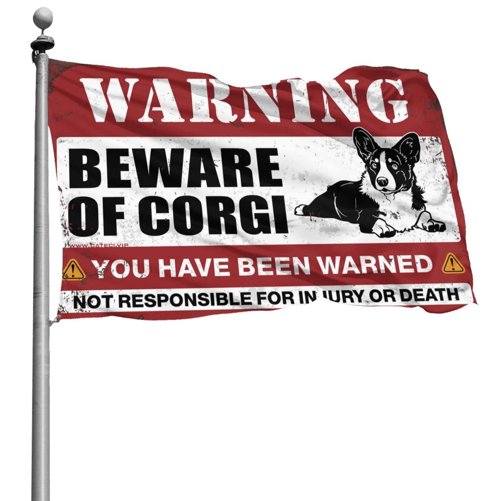 Drapeaux attention Corgi 152 x 244 cm au design moderne et humour