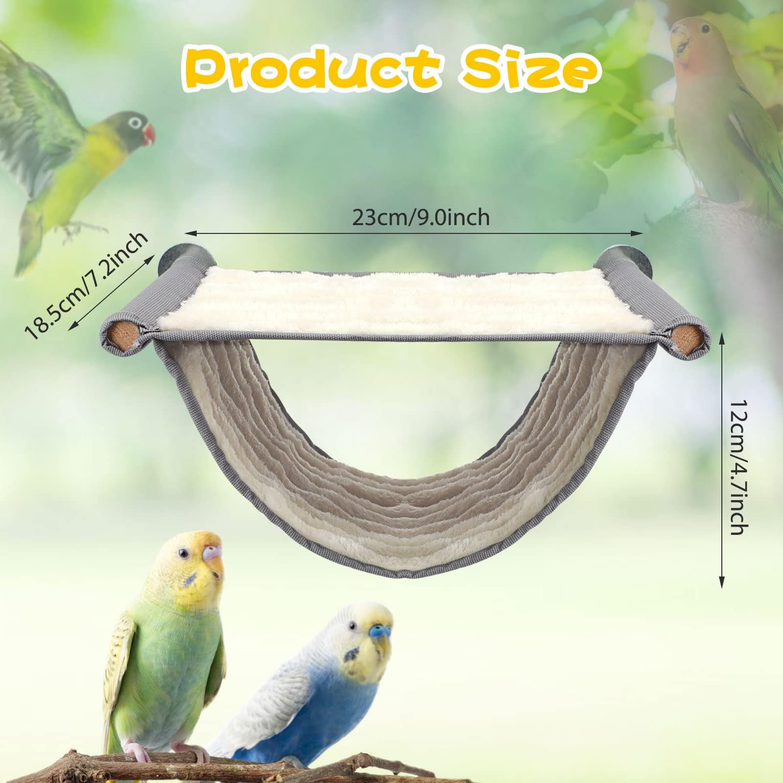 Hamac à Oiseaux lit Superposé, Nid de Cage à Oiseaux, lit Suspendu en Peluche Douce, Peluche Lieux de Couchage, Accessoires de Cage pour Perruche, Calopsittes, Pinsons (Gris)