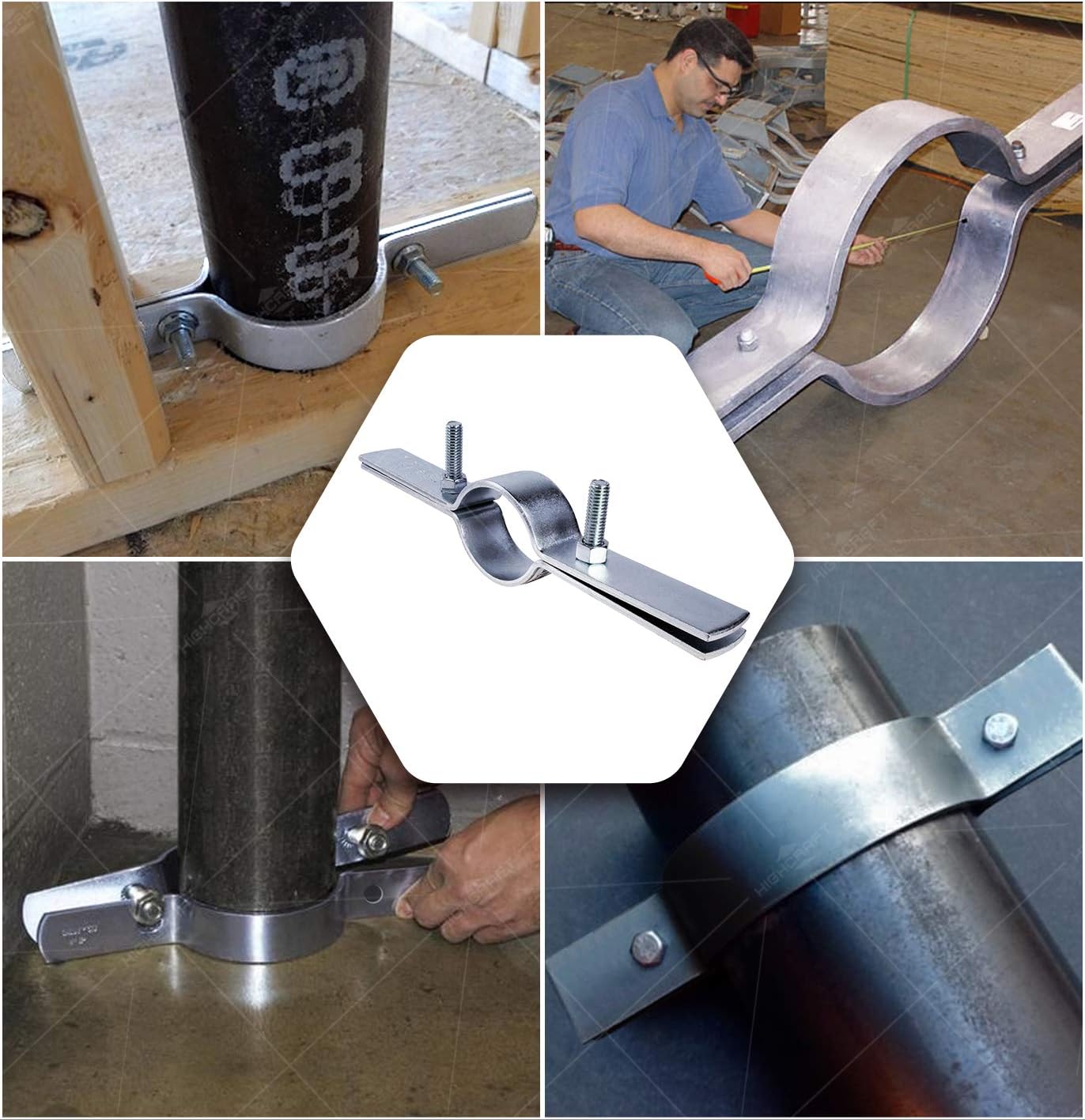 Highcraft DMST-HF34-10 Riser Clamp Vertical Pipe Hanger for Copper, Iron, CPVC, PEX 3/4 in. Electro Galvanized Steel, 10 Pack